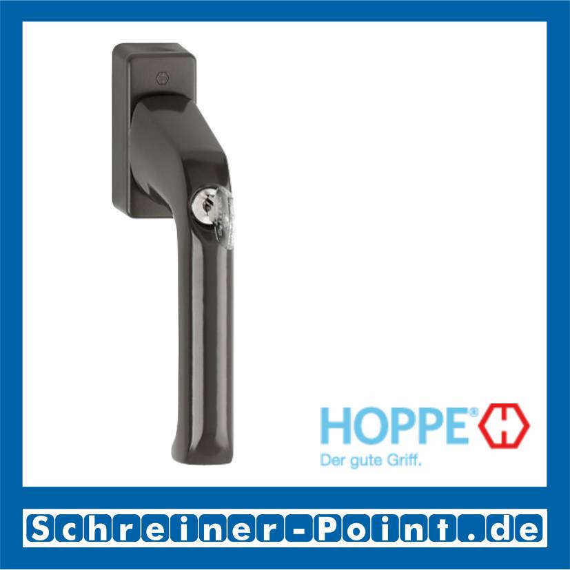 Hoppe London Aluminium Fenstergriff abschließbar F8019 graubraun beschichtet 013S/U34, 6940191, 806973